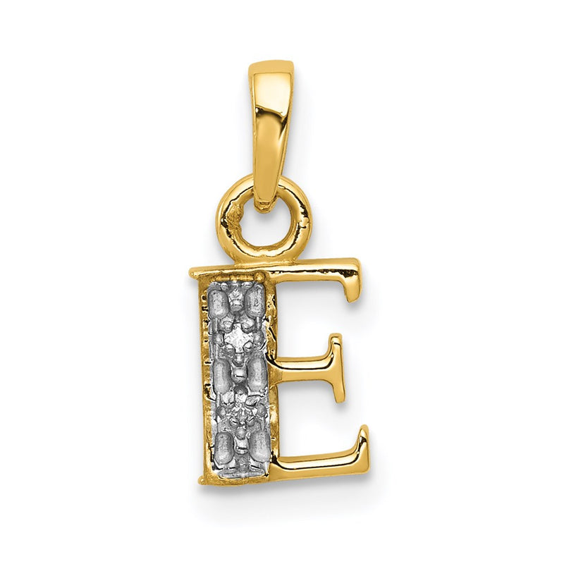14K Yellow & Rhodium 14Ky With Diamond Letter E Initial Pendant