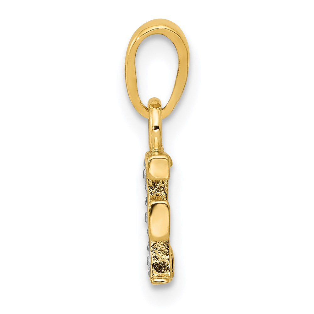 14k Yellow & Rhodium 14KY with Rhodium Diamond Letter F Initial Pendant