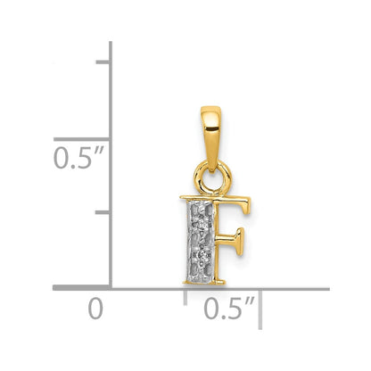 14k Yellow & Rhodium 14KY with Rhodium Diamond Letter F Initial Pendant