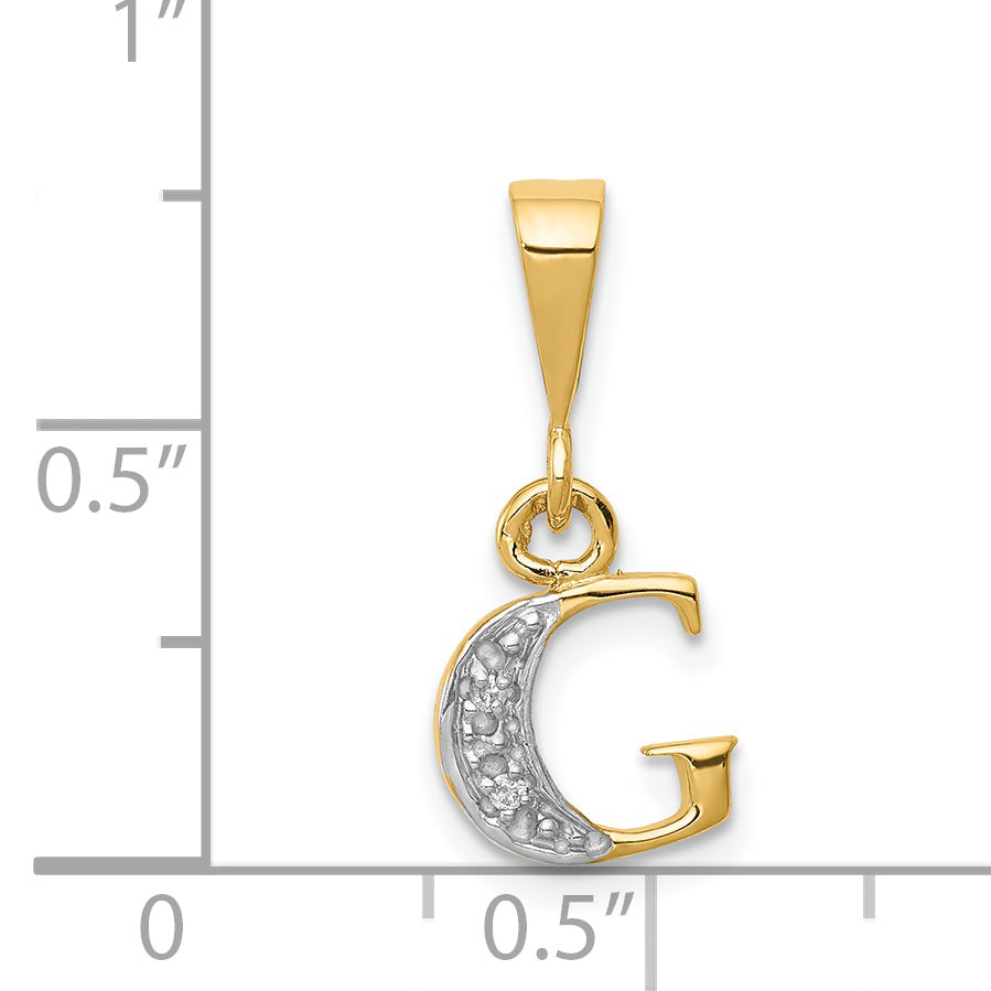 14K Yellow & Rhodium 14Ky With Diamond Letter G Initial Pendant