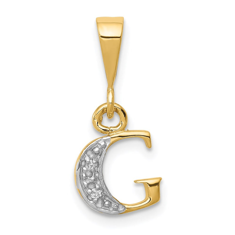 14K Yellow & Rhodium 14Ky With Diamond Letter G Initial Pendant