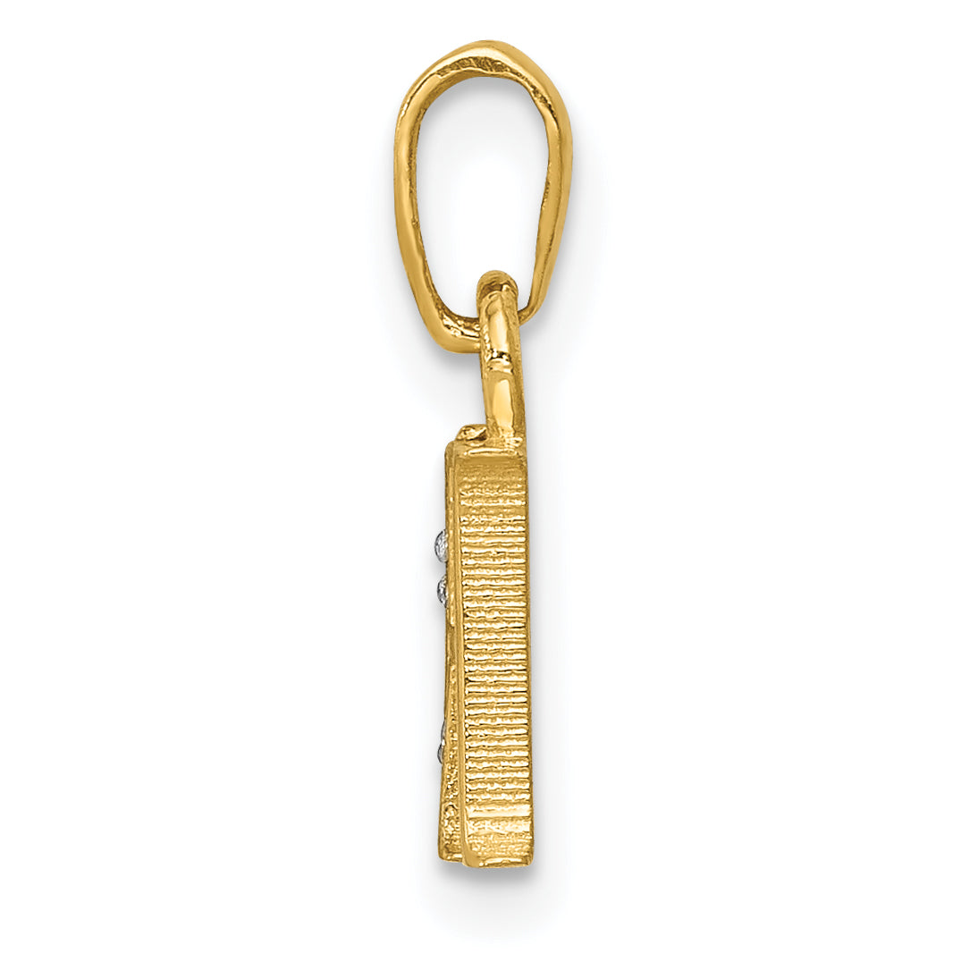 14K Yellow & Rhodium 14Ky With Diamond Letter H Initial Pendant