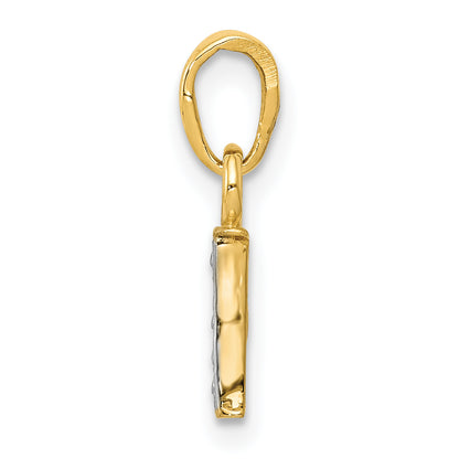 14K Yellow & Rhodium 14Ky With Diamond Letter I Initial Pendant