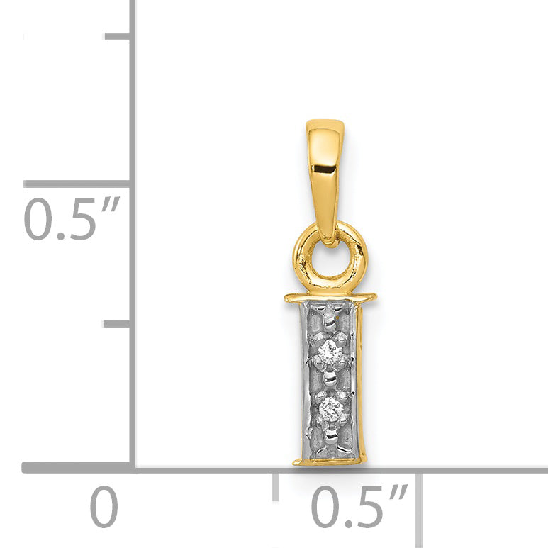 14K Yellow & Rhodium 14Ky With Diamond Letter I Initial Pendant