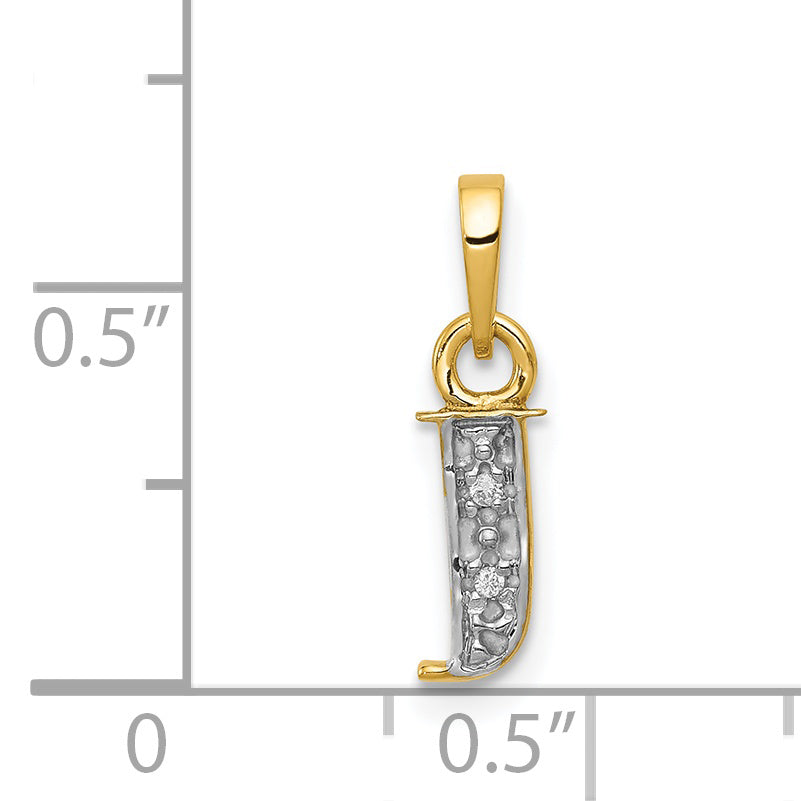 14K Yellow & Rhodium 14Ky With Diamond Letter J Initial Pendant