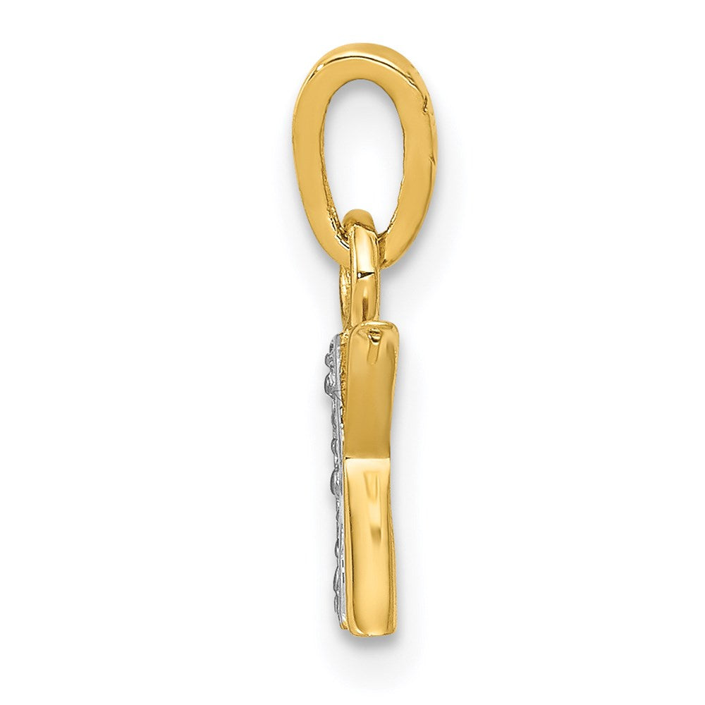 14K Yellow & Rhodium 14Ky With Diamond Letter K Initial Pendant