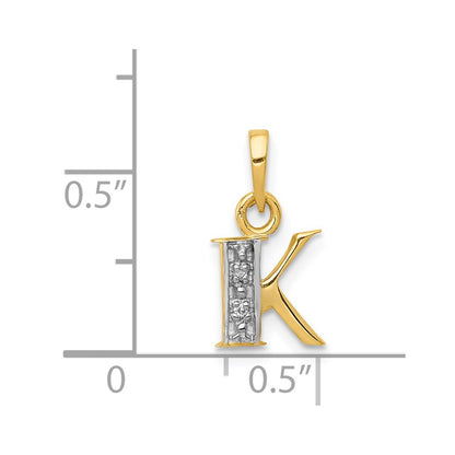 14K Yellow & Rhodium 14Ky With Diamond Letter K Initial Pendant