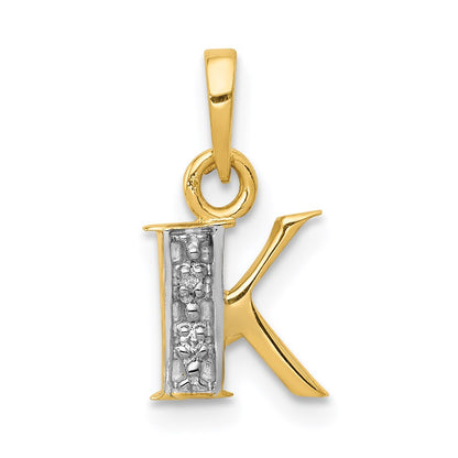14K Yellow & Rhodium 14Ky With Diamond Letter K Initial Pendant