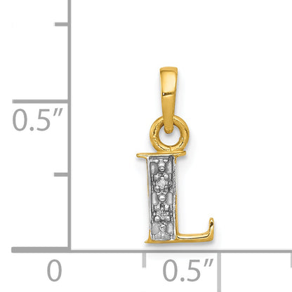 14K Yellow & Rhodium 14Ky With Diamond Letter L Initial Pendant
