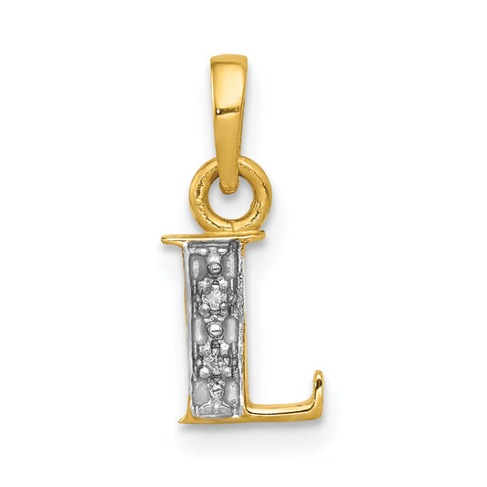 14K Yellow & Rhodium 14Ky With Diamond Letter L Initial Pendant