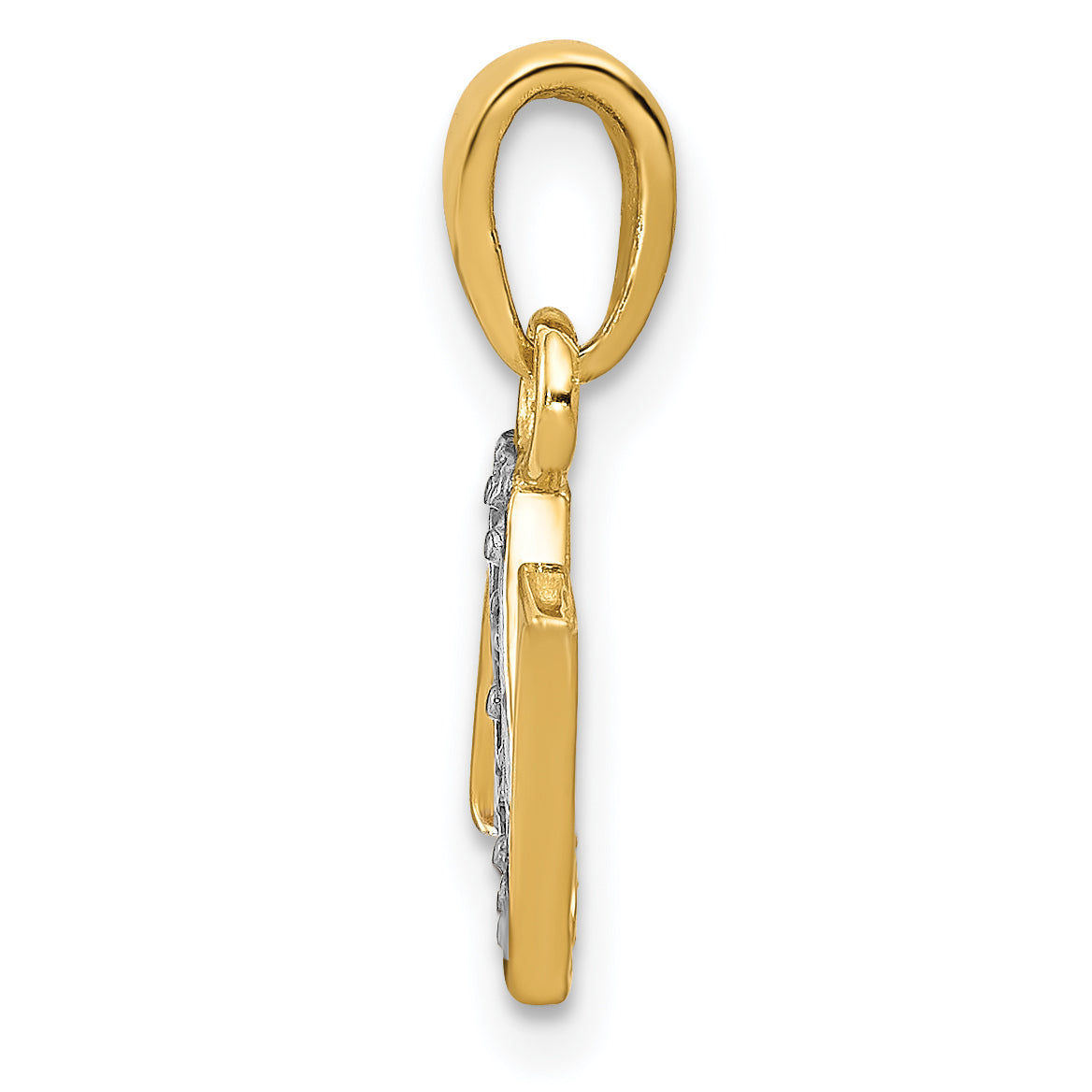 14K Yellow & Rhodium 14Ky With Diamond Letter N Initial Pendant