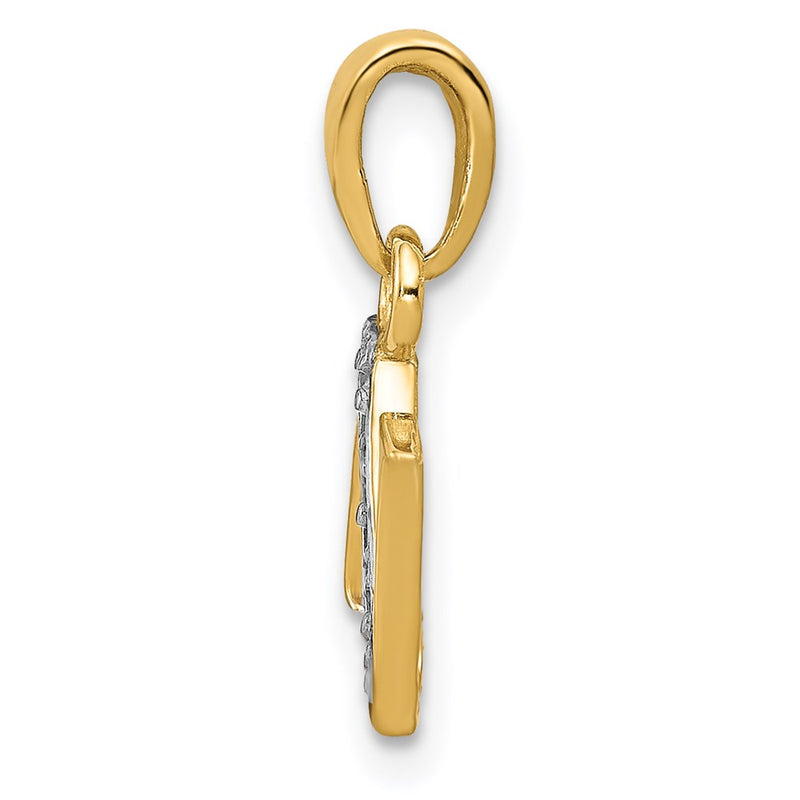 14K Yellow & Rhodium 14Ky With Diamond Letter N Initial Pendant