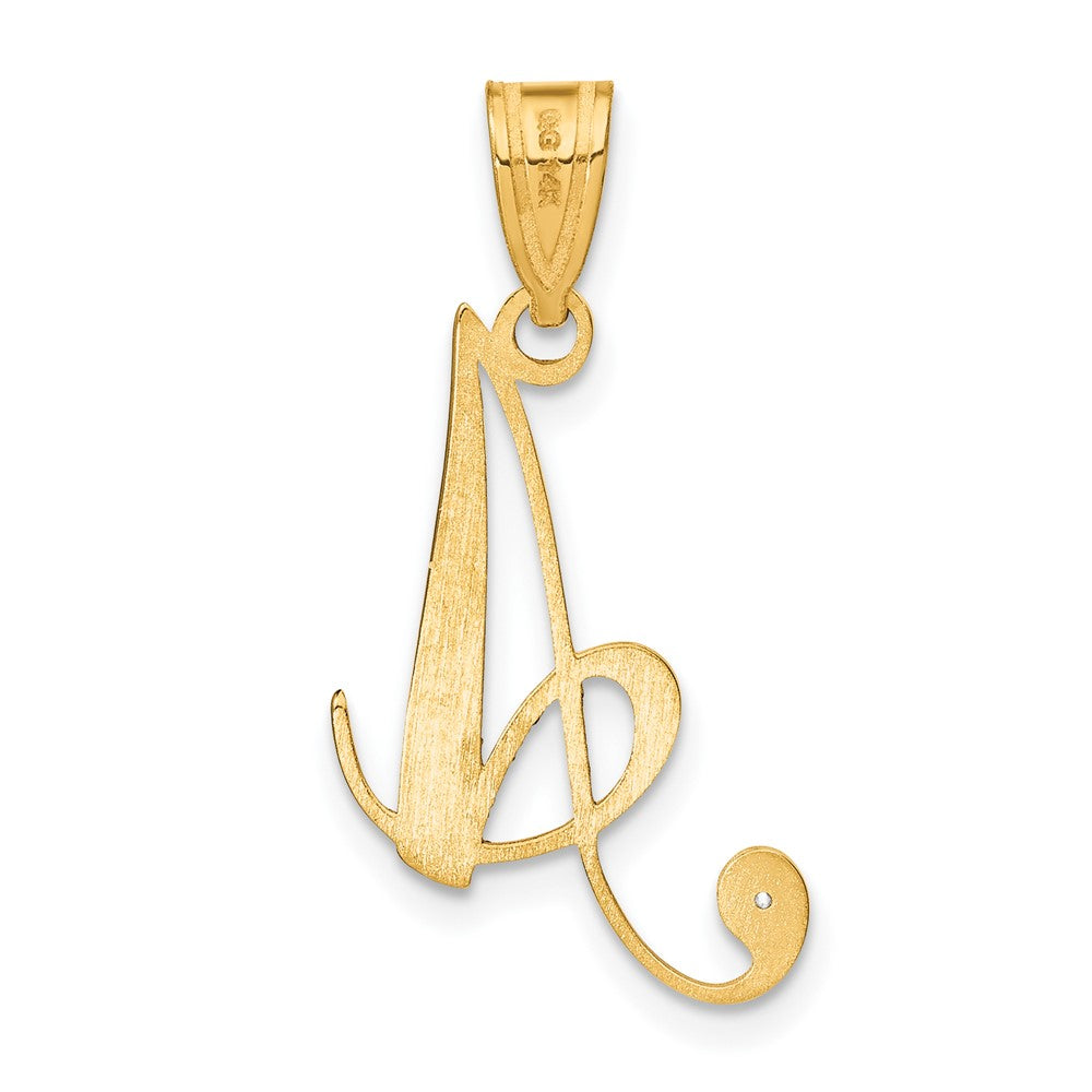 14K Yellow Gold Script Letter Initial Pendant with Diamond
