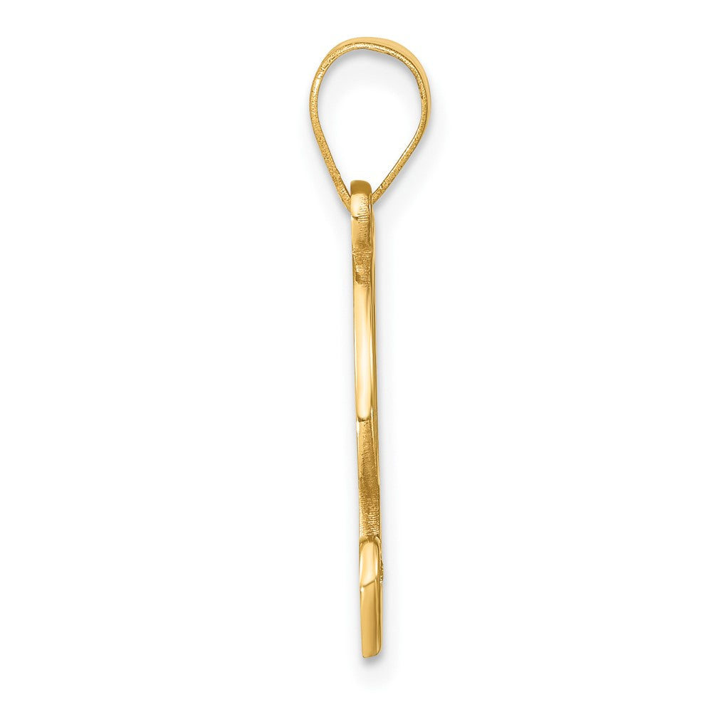 14K Yellow Gold Script Letter F Initial Pendant with Diamond