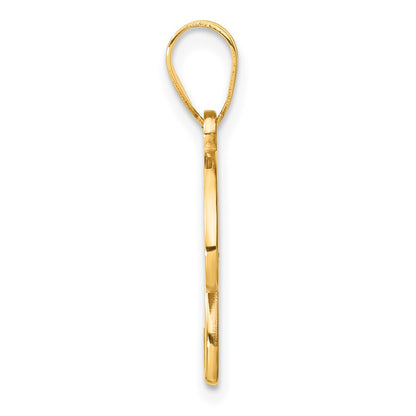 14K Yellow Gold Script Letter U Initial Pendant with Diamond