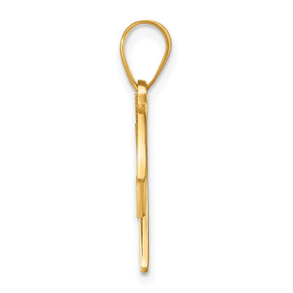 14K Yellow Gold Script Letter W Initial Pendant with Diamond