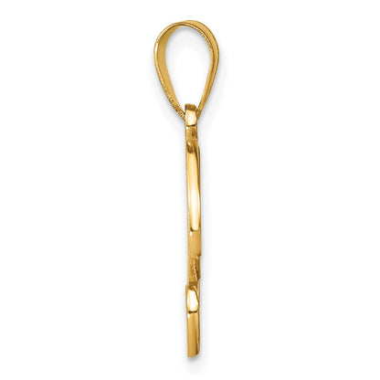 14K Yellow Gold Script Letter Y Initial Pendant with Diamond
