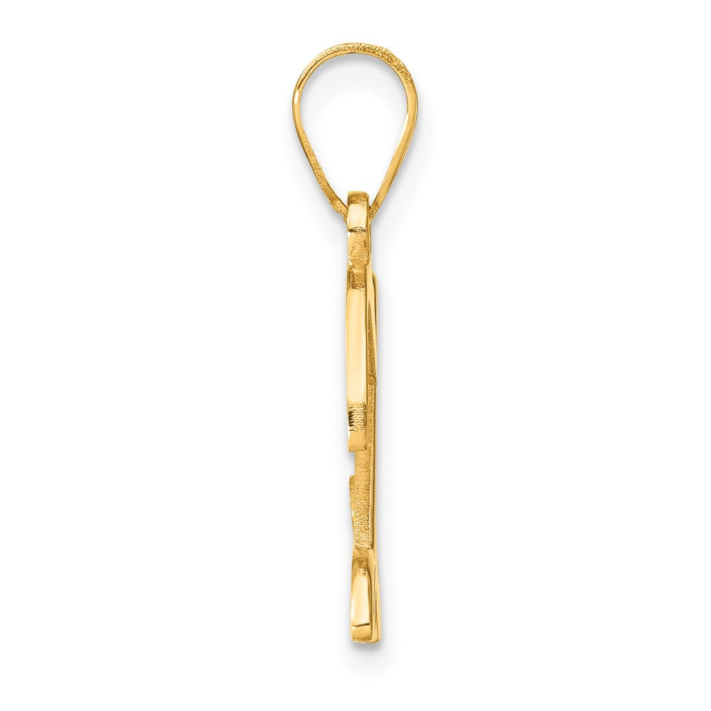 14K Yellow Gold Script Letter Z Initial Pendant with Diamond