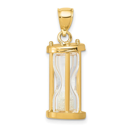 14k Yellow Gold 14k Polished 3-D Plastic Hourglass w/ Beads Charm