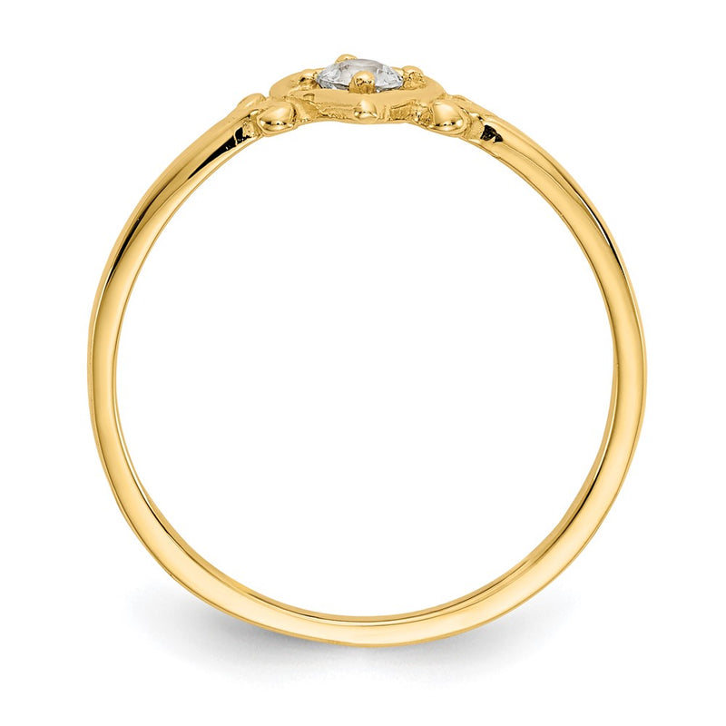 14K Yellow Gold Aquamarine Birthstone Heart Ring