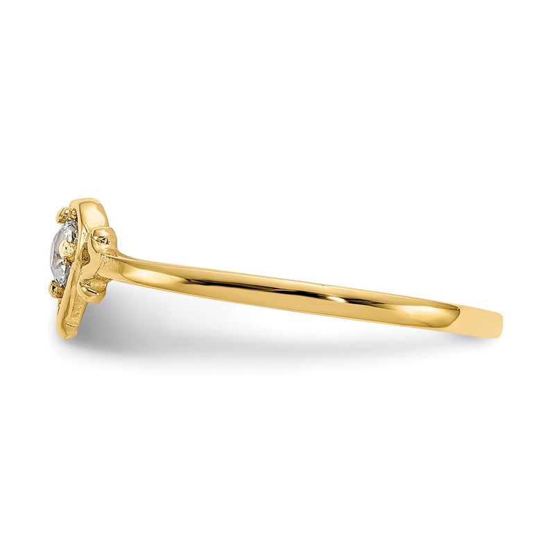 14K Yellow Gold Aquamarine Birthstone Heart Ring