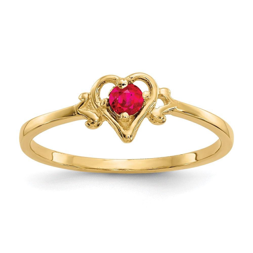10K Yellow Gold 10K Ruby Birthstone Heart Ring