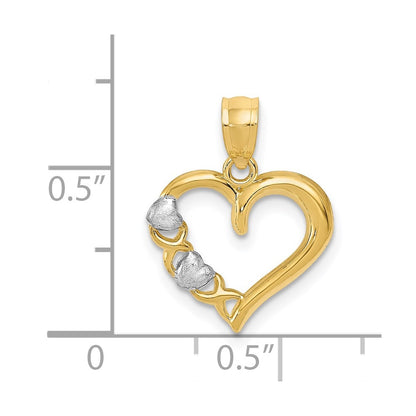 14k Yellow & Rhodium 14Kw/White Rhodium Polished Heart and -X- Pendant
