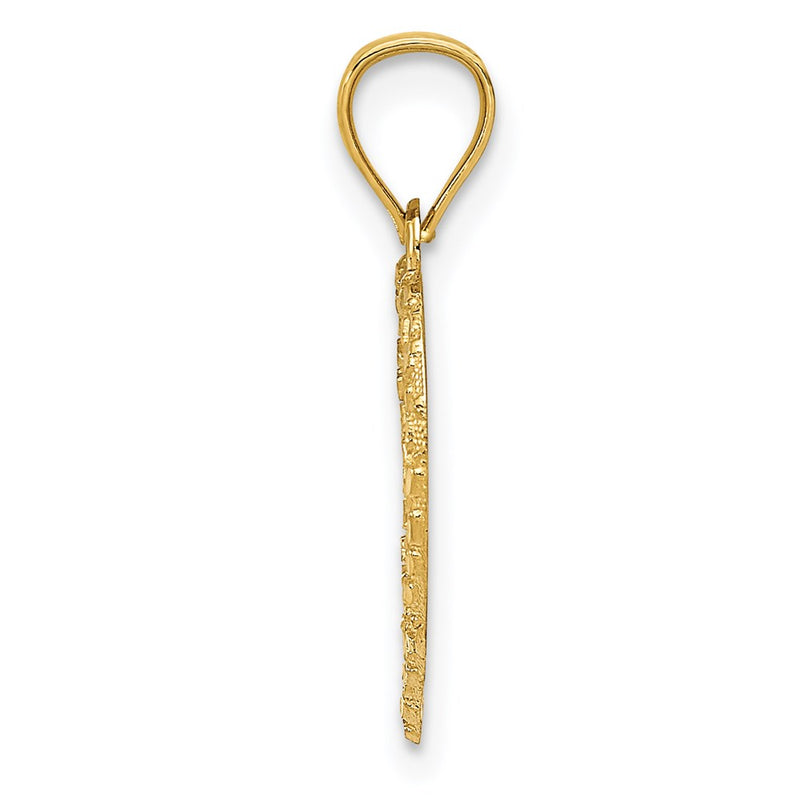 14k Yellow Gold 14K Polished and Textured Open Heart Pendant
