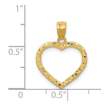 14k Yellow Gold 14K Polished and Textured Open Heart Pendant