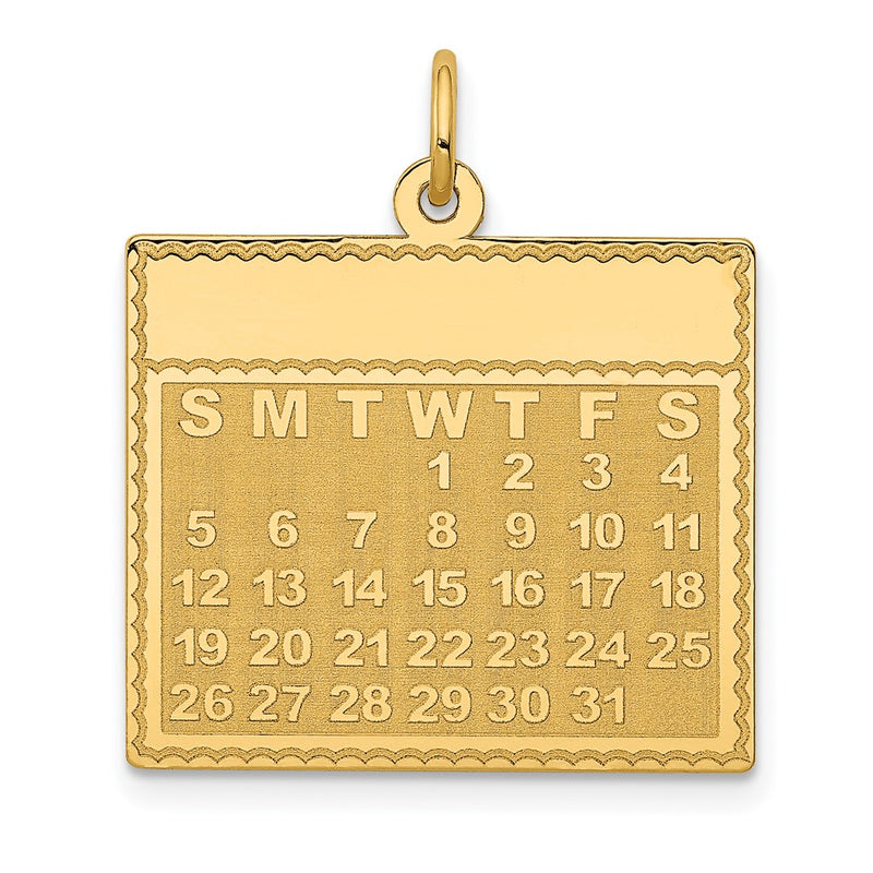 14k Yellow Gold 14k Wednesday the First Day Calendar Pendant