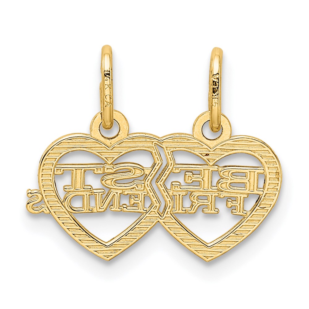 14k Yellow Gold 14k Double Heart BEST FRIENDS Break-apart Charm