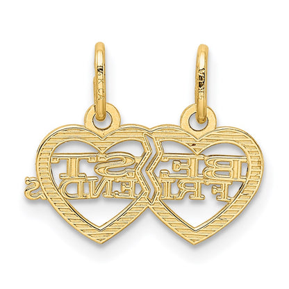 14k Yellow Gold 14k Double Heart BEST FRIENDS Break-apart Charm