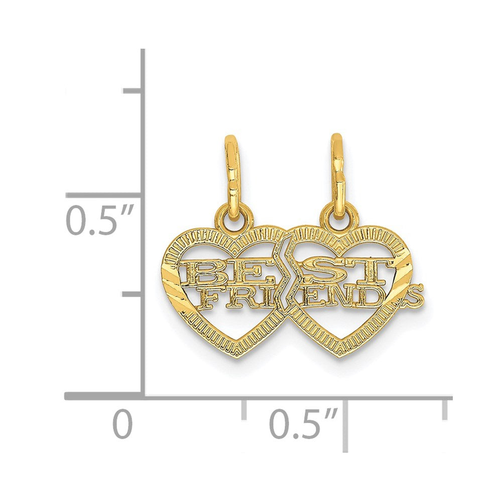 14k Yellow Gold 14k Double Heart BEST FRIENDS Break-apart Charm