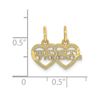 14k Yellow Gold 14k Double Heart BEST FRIENDS Break-apart Charm