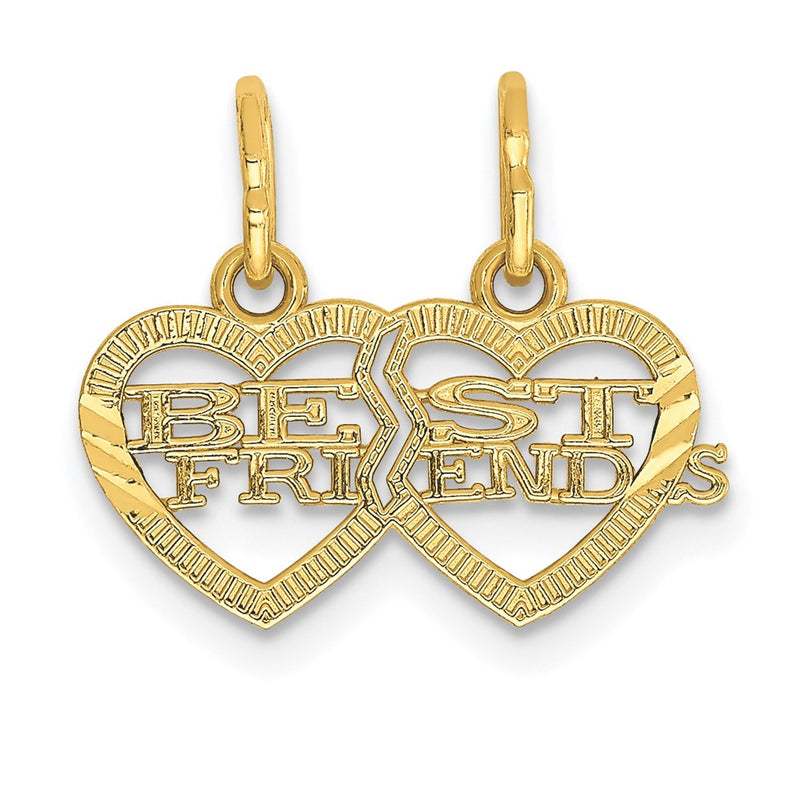 14k Yellow Gold 14k Double Heart BEST FRIENDS Break-apart Charm