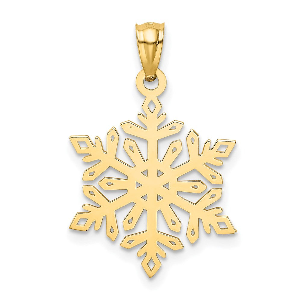 14k Yellow Gold 14k Diamond -Cut Snowflake Pendant