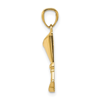 14k Yellow Gold 14k Martini Glass with Green CZ Olive Pendant