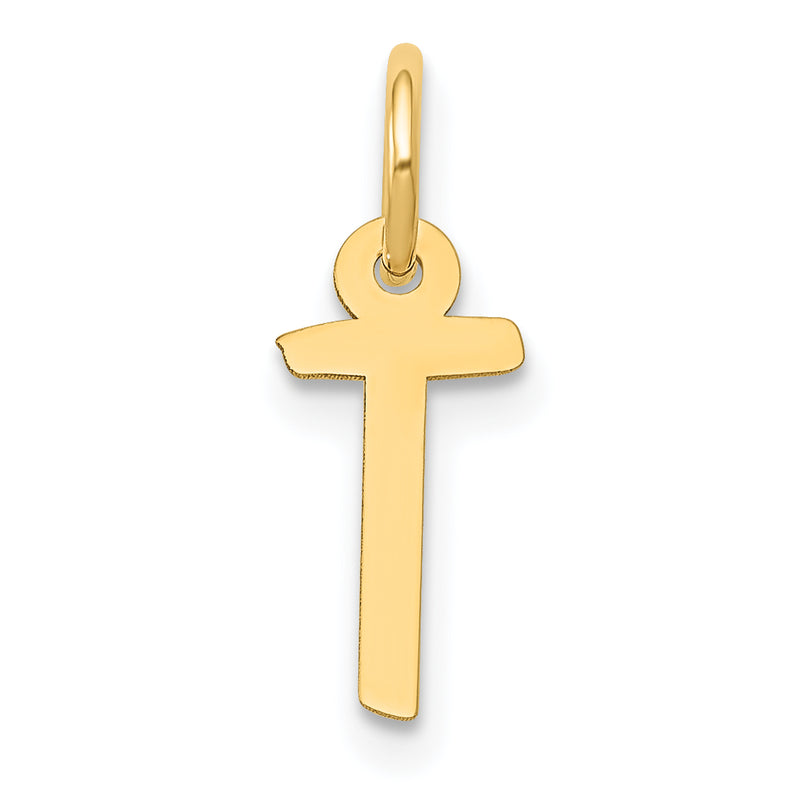 14k Yellow Gold 14k Small Slanted Block Letter T Initial Charm