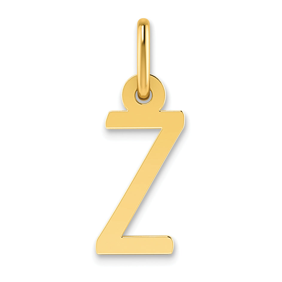 14K Yellow Gold Small Slanted Block Letter Z Initial Charm