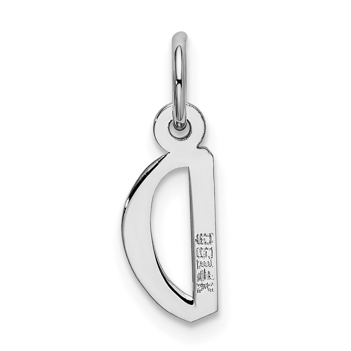 14k White Gold 14k White Gold Small Slanted Block Letter D Initial Charm