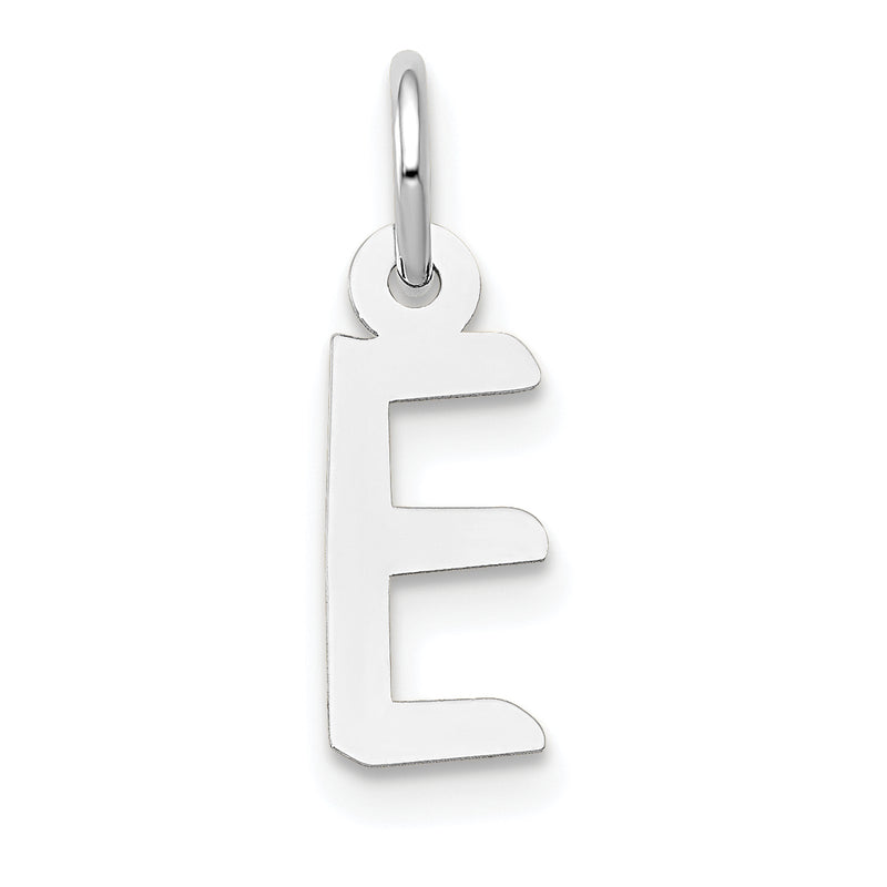 14k White Gold 14K White Gold Small Slanted Block Letter E Initial Charm