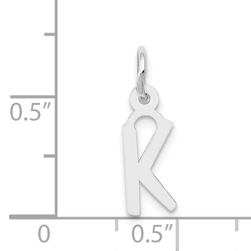 14k White Gold 14K White Gold Small Slanted Block Letter K Initial Charm
