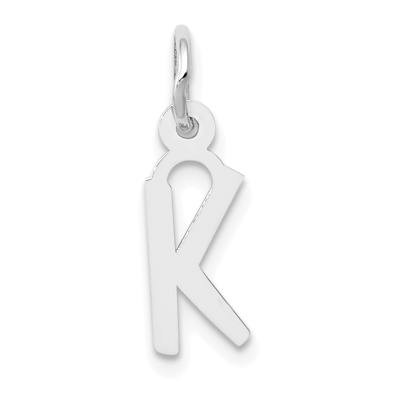 14k White Gold 14K White Gold Small Slanted Block Letter K Initial Charm