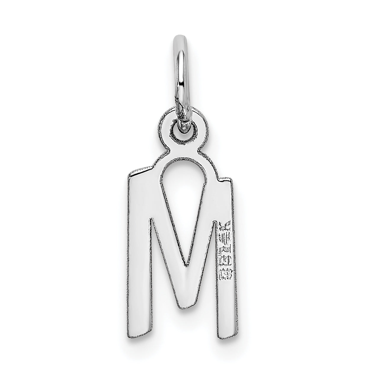 14k White Gold 14K White Gold Small Slanted Block Letter M Initial Charm