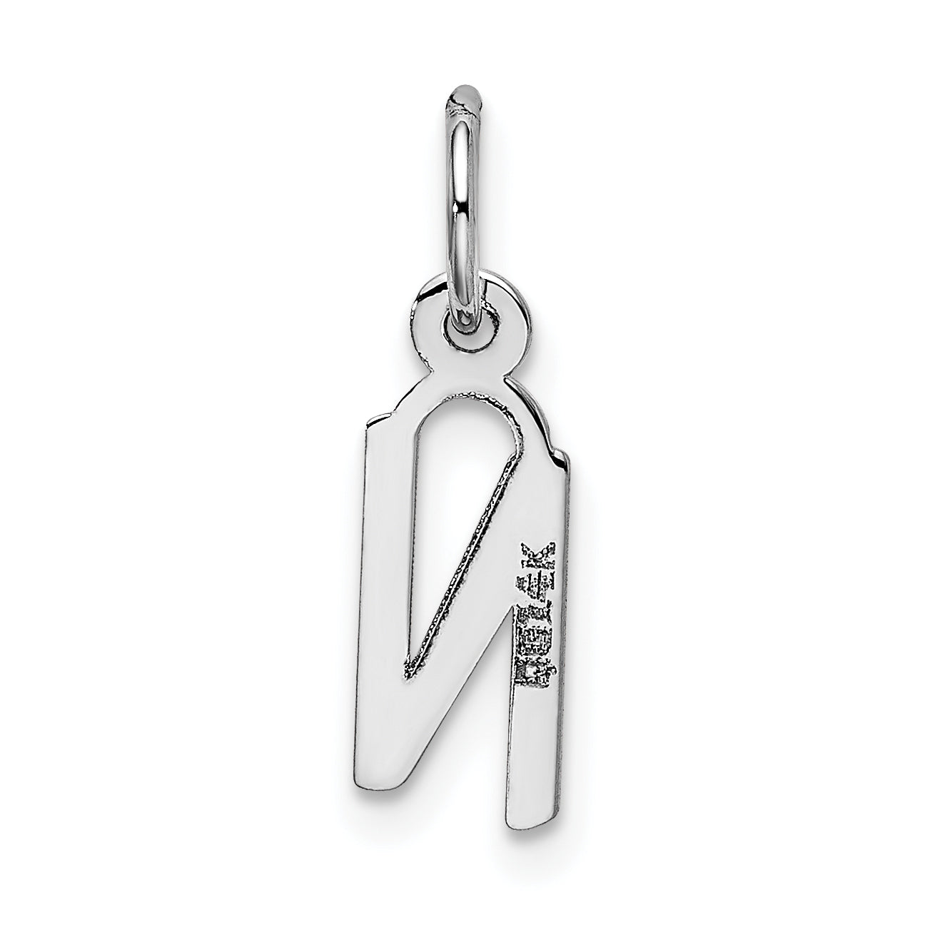 14k White Gold 14K White Gold Small Slanted Block Letter N Initial Charm