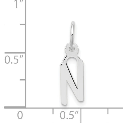 14k White Gold 14K White Gold Small Slanted Block Letter N Initial Charm