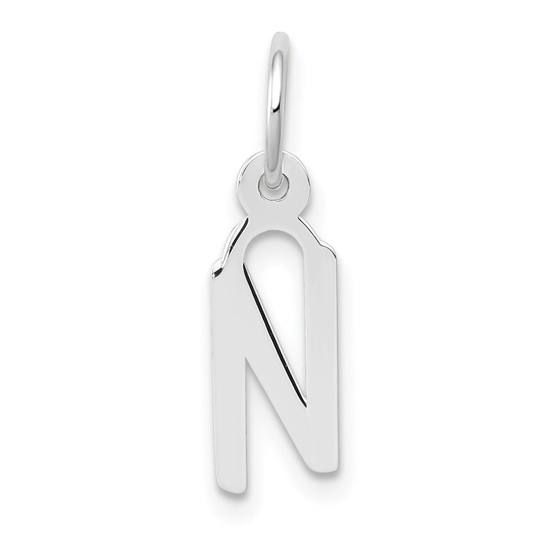 14k White Gold 14K White Gold Small Slanted Block Letter N Initial Charm