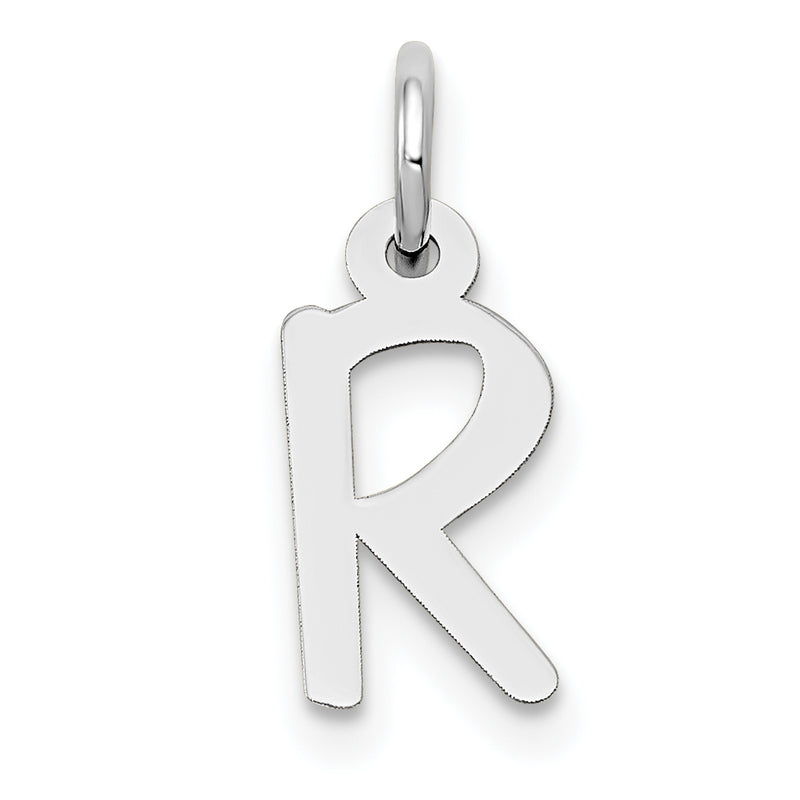 14k White Gold 14K White Gold Small Slanted Block Letter R Initial Charm