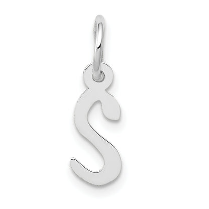 14k White Gold 14K White Gold Small Slanted Block Letter S Initial Charm