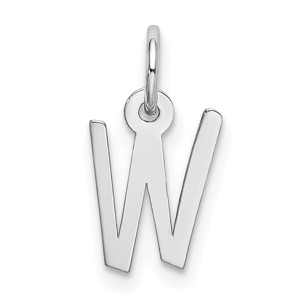 14k White Gold 14K White Gold Small Slanted Block Letter W Initial Charm